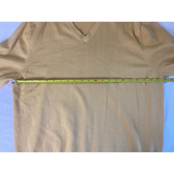 EUC Lands' End V-Neck Long Sleeve Sweater Men Large 42-44 Yellow Preppy Cotton - Picture 6 of 9